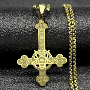 Collana Vintage Hip Hop con Ciondolo a Croce in Acciaio Inossidabile per Uomo - Product Image 2