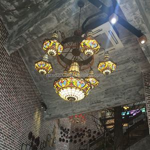 Lustre Tiffany multi-têtes en fer forgé pour hôtel, restaurant, villa, et suspension de luxe pour immeubles de grande hauteur - Product Image 6