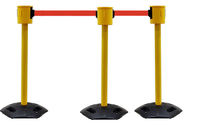 Barrière rétractable de 10 m avec poteau en acier peint et base en caoutchouc pour le contrôle des files d'attente, la gestion du trafic et la guidage des foules