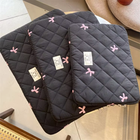 Nouveau sac d'ordinateur décontracté de couleur unie avec nœud mignon pour tablette et ordinateur portable, étui de protection avec doublure en polyester, extensible et pliable