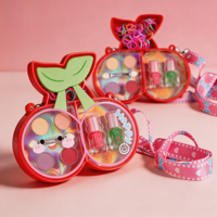 Palette de maquillage pour enfants en forme de cerise, végane et mignonne, avec cordon, fard à paupières, brillant à lèvres, kit cosmétique portable pour filles, vente en gros