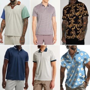 Оптовая продажа, мужская повседневная футболка-поло с коротким рукавом, футболка-поло с принтом, 100% хлопковая рубашка-поло, случайный заказ - Product Image 5