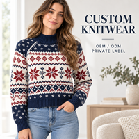 Pull en tricot Fair Isle à col roulé personnalisé pour femme, à manches longues, jacquard, pour tenue décontractée quotidienne d'hiver