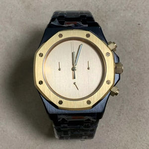 Montre chronographe à quartz octogonale avec logo personnalisé OEM, cadran noir et or avec bracelet en acier inoxydable, montres mécaniques de luxe - Product Image 3