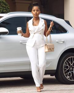Ensemble <span class=keywords><strong>de</strong></span> travail élégant pour <span class=keywords><strong>femme</strong></span> : veste d'été à boutons, pantalon et gilet, idéal pour le <span class=keywords><strong>bureau</strong></span> (taille petite) - Product Image 5