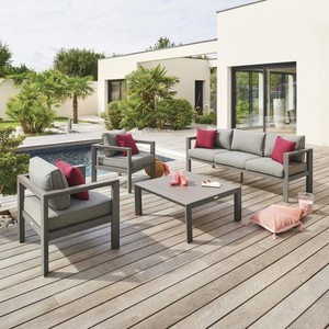 Canapé de jardin EVASION en aluminium brun et polyester gris - Product Image 1
