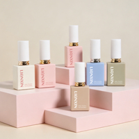 Flacons vides carrés en verre rose et bleu pour vernis à ongles en gel, 10 ml et 12 ml, avec pinceau, pour emballage cosmétique