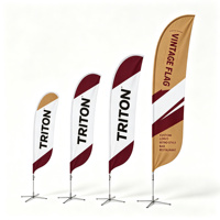 Drapeau à plumes personnalisé avec mât en fibre de verre et base métallique, bannière publicitaire extérieure pour entreprises