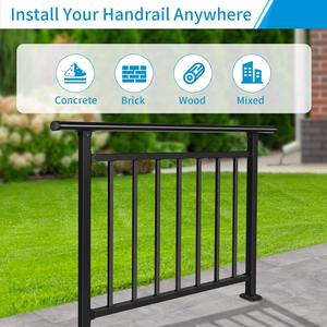 Kit de garde-corps de terrasse, 72 po de long x 36 po de haut, garde-corps en <span class=keywords><strong>métal</strong></span> noir avec finition sous revêtement en poudre connectable pour terrasses et cours plates - Product Image 4