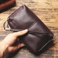 Dompet Kulit Asli Pria dengan Ritsleting, Gaya Urban Simpel, Desain Ringan untuk Penggunaan Sehari-hari