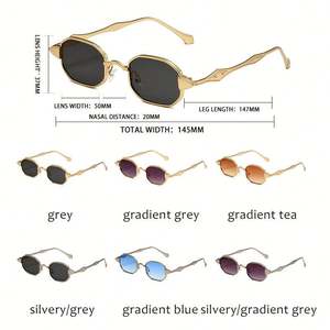 Gafas de Sol con Logotipo Personalizado, Moda 2025, Montura Estrecha de Aleación, Protección UV400, Gafas de Sol Pequeñas de Metal con Forma de Polígono para Hombre y Mujer - Product Image 5