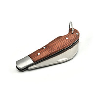 Diy Multi-Functionele Camping Tools Rvs Gevouwen Fruit Mes Houten Handvat Aanpasbaar Oem Champignonmes Voor Buiten
