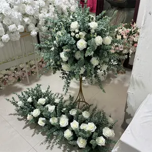 IFG花卉工厂供应65厘米直径优雅的白色桉树花球摆件用于婚礼装饰