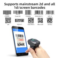 Escáner de Código de Barras Inalámbrico Industrial Mini NORGEE NG200 /2.4G, Batería de 10 Horas, 16MB de Almacenamiento, Anillo de Dedo Portátil, Lector de Códigos QR