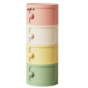 Creative Round Bedside Table Multifunctional Storage Cabinet For Bedroom Organization Small Size Standing Type - Product Image 3