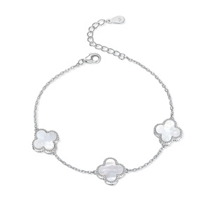 <span class=keywords><strong>925</strong></span> Sterling Bạc Bốn Lá Clover Quyến Rũ Vòng Đeo Tay Vàng Tốt Mạ Hoa Mô Hình <span class=keywords><strong>Bangle</strong></span> Vòng Cổ Cho Cô Gái Món Quà Trang Sức <span class=keywords><strong>Set</strong></span> - Product Image 1