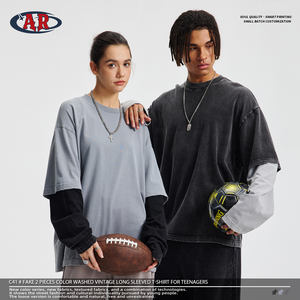 Chemise à manches longues à ourlet irrégulier, motif gaufré, impression à la cire, lavage à l'eau, style ancien, 325g, col <span class=keywords><strong>Henry</strong></span>, vente en gros ODM/OEM, personnalisable - Product Image 5