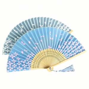 Abanicos de mano plegables de bambú con logotipo impreso personalizado, abanicos de papel blanco para bodas - Product Image 2