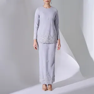 Baju Kurung Abaya poliester ukuran besar tren baru gaun Muslim sejuk dan mulus dari Cina untuk dewasa grosir