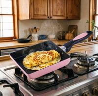 Nouvelle poêle à Tamagoyaki antiadhésive prête à l'emploi avec poignée en plastique amovible, compatible four, pour omelettes, steaks, camping, sans PTFE, OEM disponible