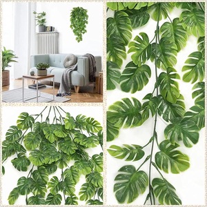 Plante murale artificielle suspendue <span class=keywords><strong>en</strong></span> plastique, type Mandala, <span class=keywords><strong>en</strong></span> <span class=keywords><strong>pot</strong></span>, ne s'érèche pas, couronne de fleurs vertes décorative pour intérieur et extérieur - Product Image 4