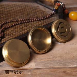 Brûleur d'encens Tang Craftsman en cuivre pur à trois couches séparées, motif lotus et nuage porte-bonheur, pour la longévité - Product Image 4