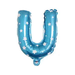 Party Decoration Balloon Alphabet Letter U Happy Birthday Foil Balloons 16 inch Happy Birthday balloon Blue with star