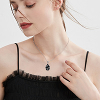 Collar con Colgante de Serpiente Oxidada en Ágata Negra y Plata Esterlina 925, Joyería Gótica de Gran Venta