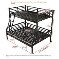 Lit superposé double en métal noir et blanc, lit en fer pour enfants, gain de place, stable, anti-insectes, pour appartement familial, école