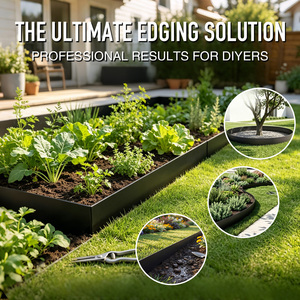 HUGELEAF Steel No-Dig Easy Install Black Flexible Rectangle <b>Metal</b> Garden Lawn <b>Edging</b> <b>Border</b> with Landscape Stakes - Product Image 4