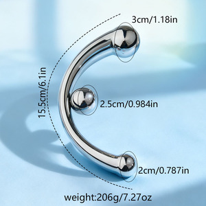 Dildo Anal de Doble Extremo de Acero Inoxidable, Juguete Sexual 100% Impermeable <span class=keywords><strong>para</strong></span> Mujeres y Hombres - Product Image 2