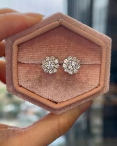ต่างหูเพชรทรงกลม 2 กะรัต เพชรเลี้ยงในห้องปฏิบัติการ ทอง 14K ระยิบระยับ งานแต่งงาน เครื่องประดับชั้นดี ของขวัญสำหรับเธอ - Product Image 4