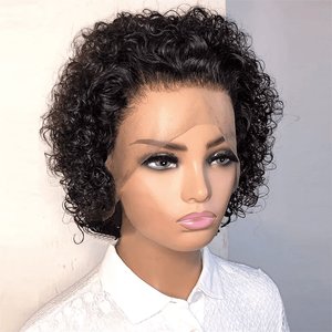 Perruques bouclées coupées 9A 13x1 <span class=keywords><strong>pour</strong></span> femme, coupe courte bob, couverture complète, <span class=keywords><strong>cheveux</strong></span> humains Remy, densité 150%, dentelle transparente - Product Image 1