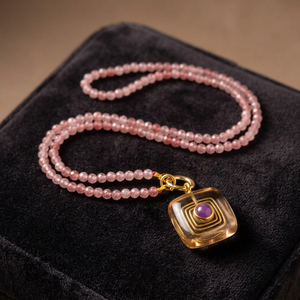 SSringz Handmade <b>Pink</b> Crystal Beaded Pendant <b>Necklace</b>, Rose <b>Pink</b> Faceted Beads Choker Jewelry for Women At Best Market Price - Product Image 2