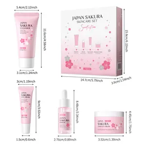 Set di cura della pelle di fiori di ciliegio naturale idratante e sbiancante 4 pezzi combinazione di crema sbiancata Laikou Japan Sakura prodotti