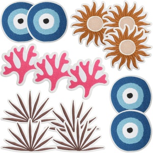 Patchs brodés en polyester style bohème pour décoration de sacs, motifs Artistic Garden, Soleil et Œil protecteur - Product Image 1