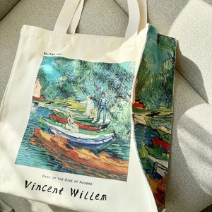 Sac à bandoulière en toile pliable avec fermeture éclair, motif Peinture à l'huile Van Gogh <span class=keywords><strong>Orsay</strong></span> Banque de la Seine, grande capacité, sac d'école pour étudiant, sac de transport quotidien - Product Image 3