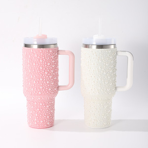 40oz thép không gỉ chân không xử lý cà phê cup Ice kim loại cốc cà phê với Rhinestone tinh thể đá thời trang kim cương Bling cốc - Product Image 2