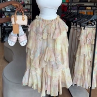 J12 Boutique Vêtements pour femmes, tenue de rue estivale, vêtements vintage, jupe longue maxi imprimée multicouche pour femmes