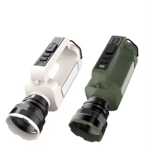 Lampe torche d'urgence télescopique rechargeable solaire en ABS blanc avec zoom pour le camping et l'utilisation en tente - Product Image 1