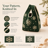 Sac de poignet tricoté haute densité personnalisé avec logo et étiquette tissée sur mesure pour cadeaux de marque de détail sur le marché européen