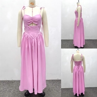 Robe Cami Unie Tendance, Sexy, Décolletée, Évidée, Longue, Style Africain, Plissée à la Taille, Coupe Ajustée pour Femmes