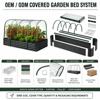 Grand lit de jardin surélevé en métal de style australien avec couverture de serre et cadre en arceaux, pots de fleurs OEM en gros