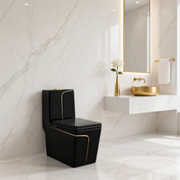 WC monobloc à siphon carré, en céramique avec ligne dorée, Vente chaude, Sanitaires modernes pour salle de bain