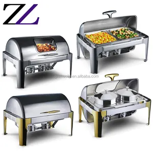 Tapa enrollable tradicional para buffet, tapa superior calentada, pantalla climatizada, platos de chafing, 9L