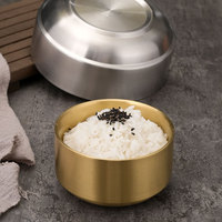 Bol de nourriture coréen, bol en acier inoxydable 304, bol à riz coréen, double bol à soupe commercial, petit bol en or anti-chaud