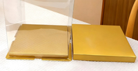 Boîtes à gâteaux transparentes en PET de haute qualité avec logo personnalisé en gros, boîtes à gâteaux carrées transparentes dorées pour les gâteaux d'anniversaire