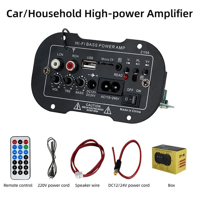 12V-220V Car/Home Power Amplifier USB TF Player DIY Digital BT Amplifier Can Be Used for Various Devices
