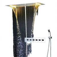 Ensemble de douche thermostatique de luxe pour salle de bain d'hôtel, en laiton poli, multifonction, avec robinets chaud/froid apparents et douche pluie 6 poignées en céramique