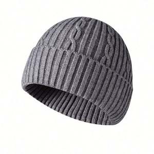 Gorro de Punto con Diseño de Patrón Trenzado, Color Sólido, para Hombre y Mujer, para Uso Diario al Aire Libre, Cálido y a la Moda, Nueva Llegada Invierno 2025 - Product Image 1